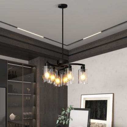 6-Light Black Farmhouse Chandelier with Clear Glass - view 5