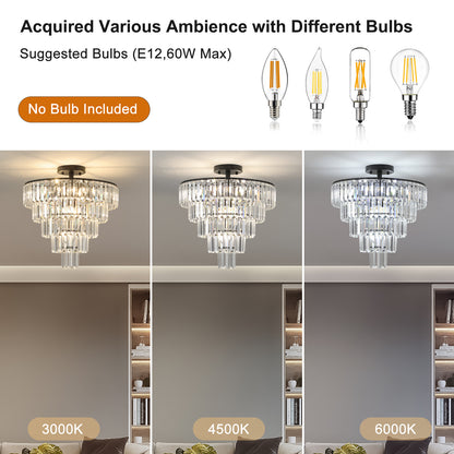 20" Black Crystal Flush Mount Chandelier, 10-Light - view 9