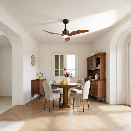 52" Matte Black & Wood Ceiling Fan with Dimmable LED - view 7