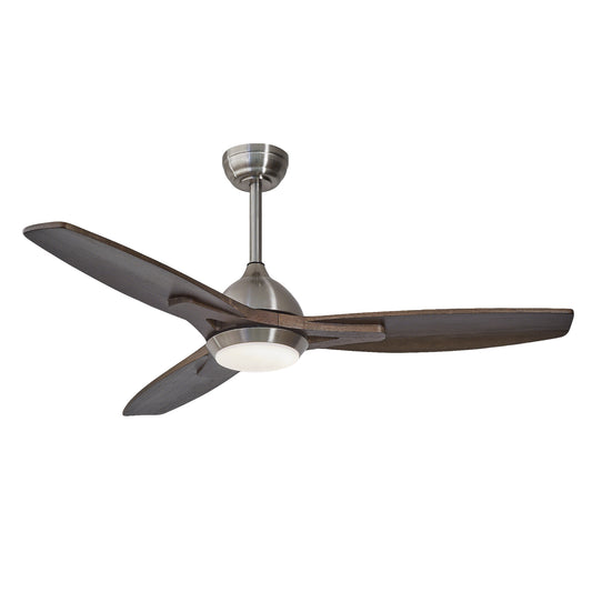 52" Nickel & Wood Reversible Ceiling Fan with Light
