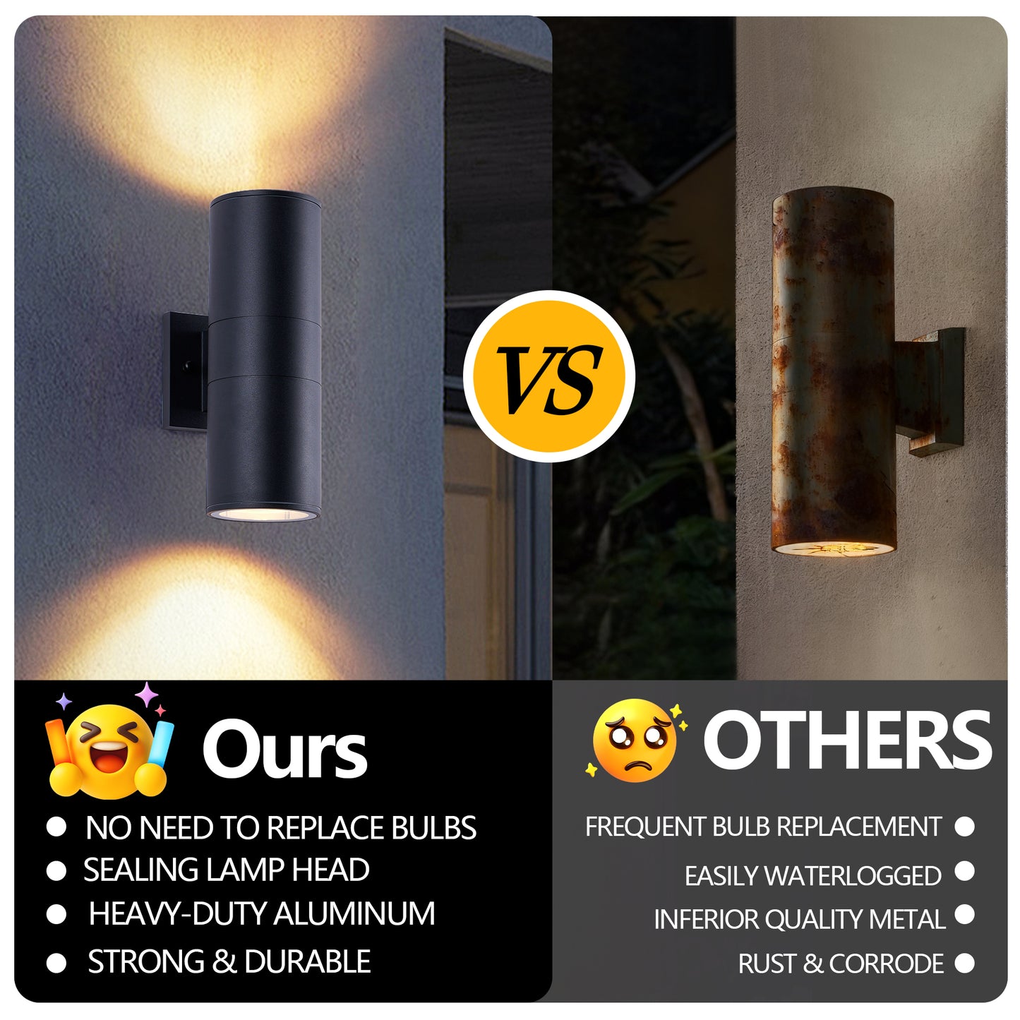 12" Matte Black Cylinder Outdoor Wall Sconce, Set of 2 - view 6