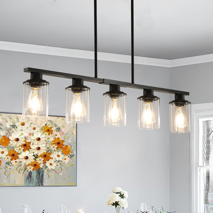 37" 5-Light Matte Black Industrial Chandelier - view 3