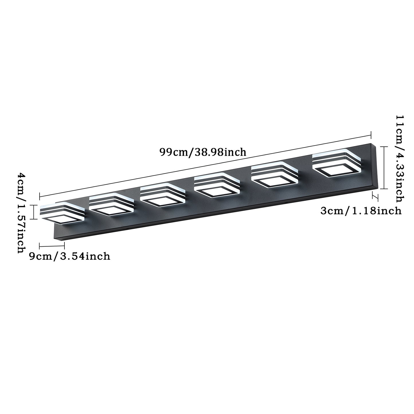 39" 6-Light Black Acrylic LED Vanity Light - view 10