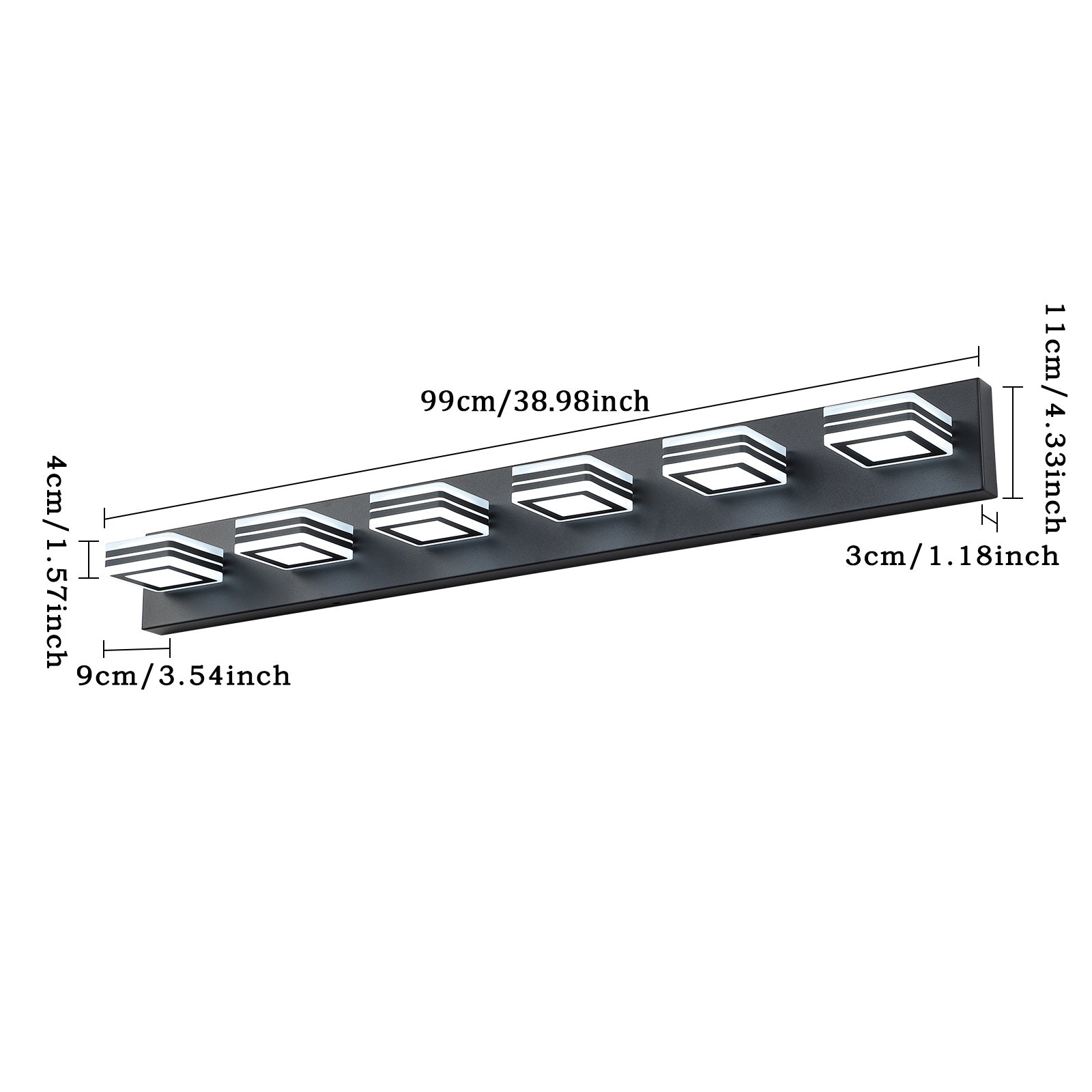 39" 6-Light Black Acrylic LED Vanity Light - view 10