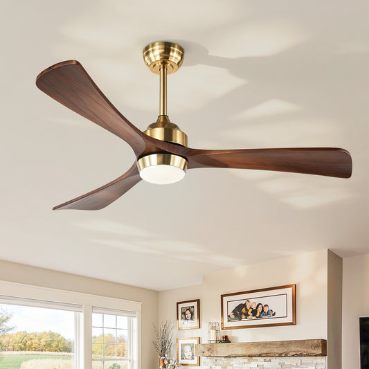 52" Gold Solid Wood Ceiling Fan with Remote - view 2