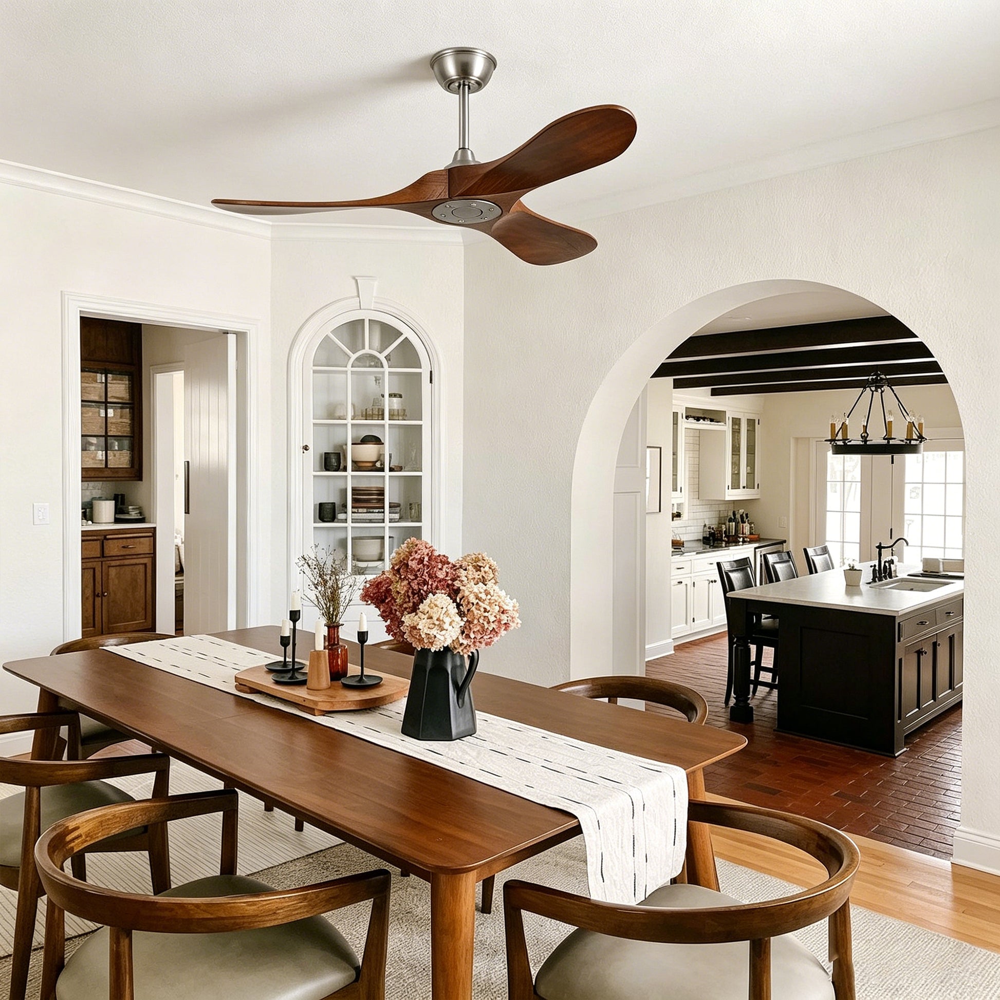 42" Satin Nickel Solid Wood Ceiling Fan with Remote - view 9