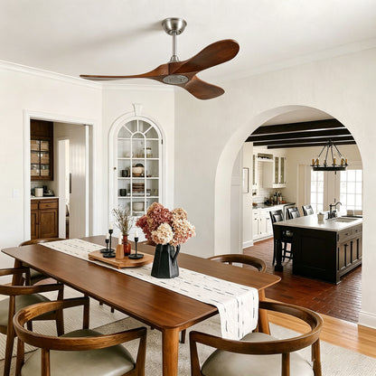 42" Satin Nickel Solid Wood Ceiling Fan with Remote - view 9