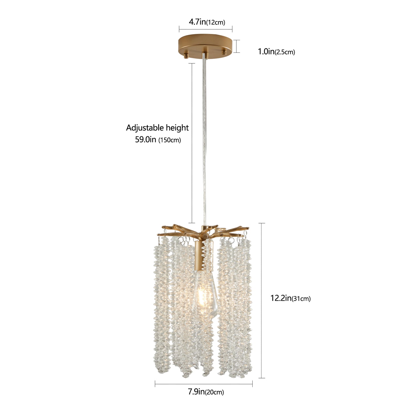 Gold Waterfall Crystal Pendant Chandelier, Set of 3 - view 9