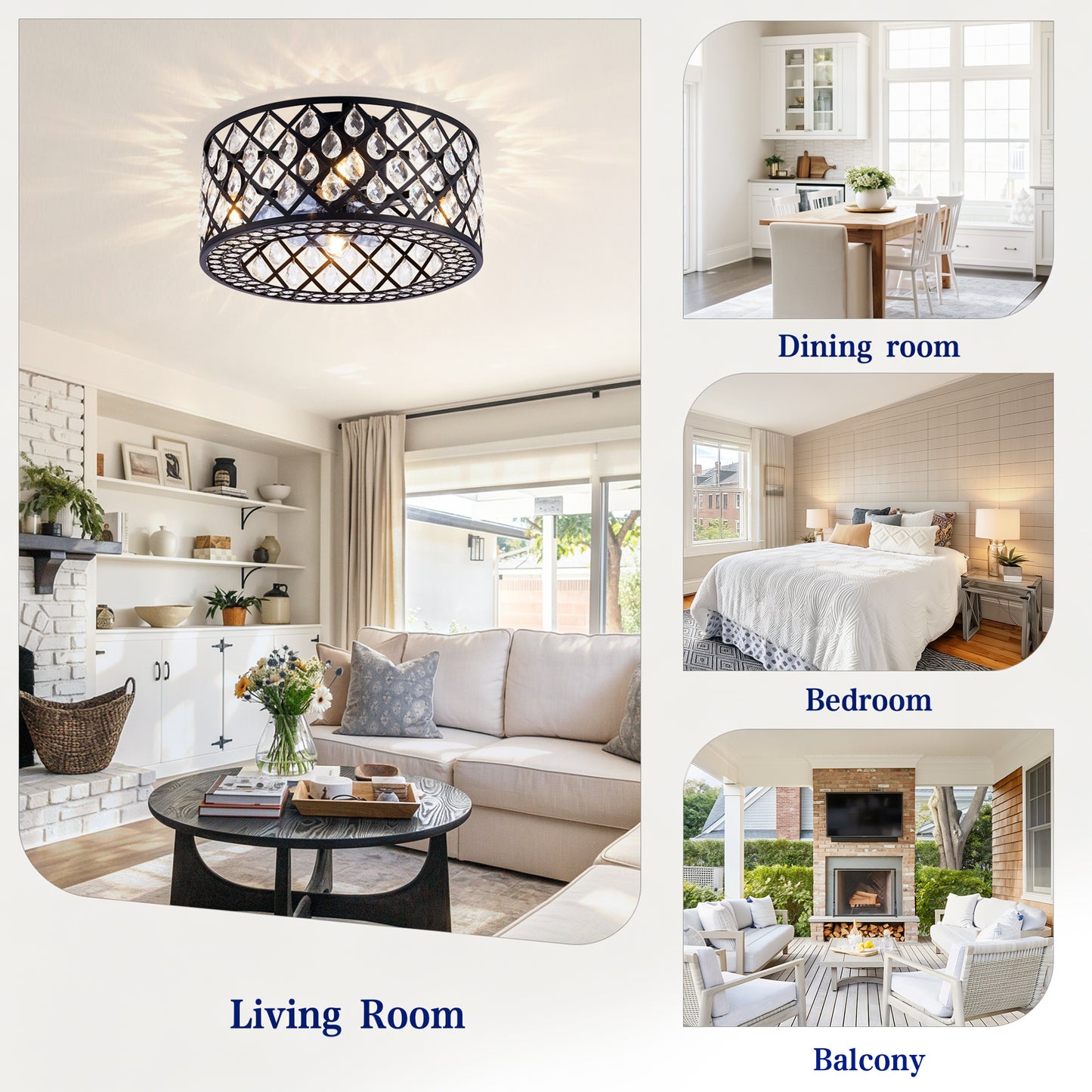 18.11" Crystal Flush Mount Ceiling Fan with Remote - view 14