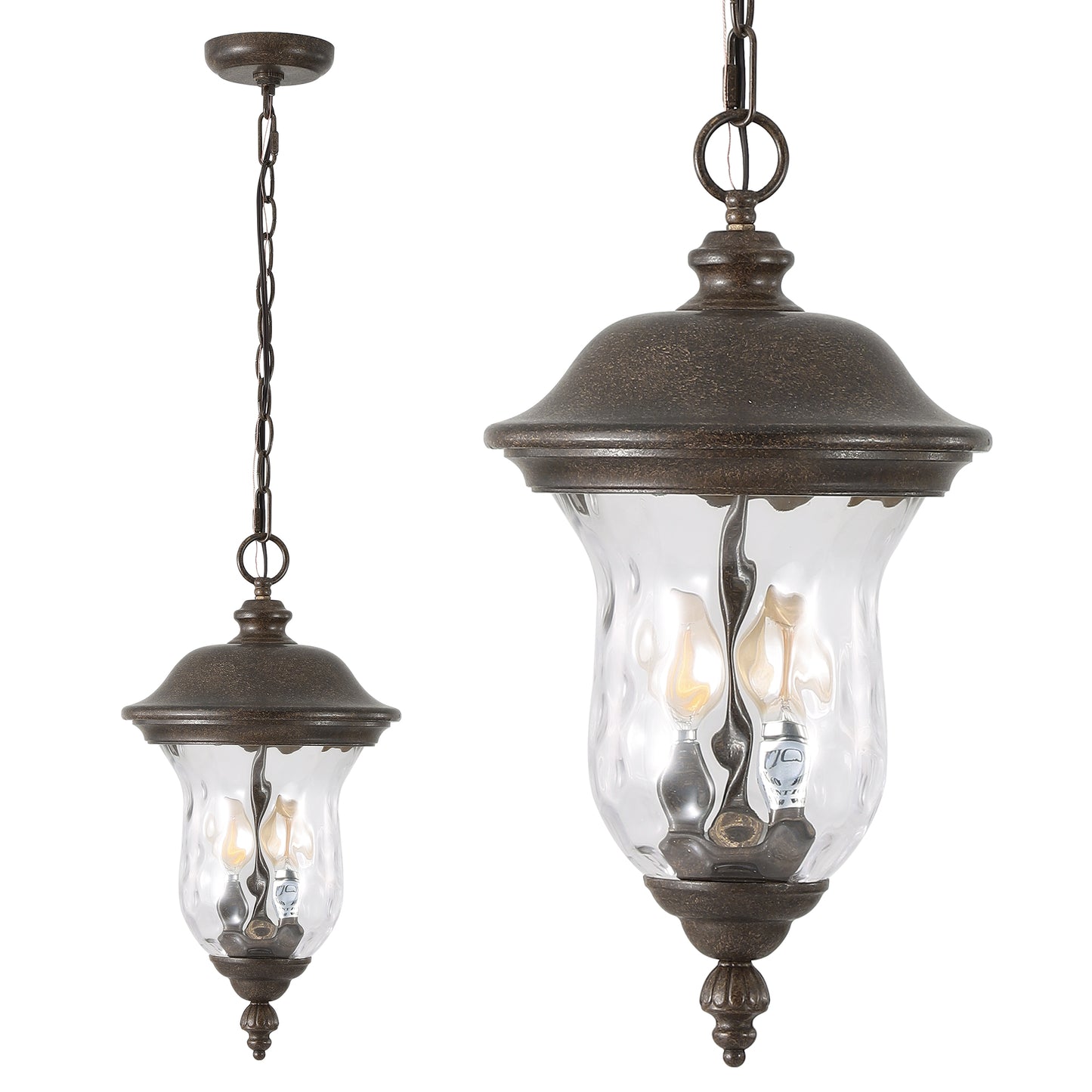 Rustic Bronze Outdoor Hanging Lantern Pendant, 19"H - view 7