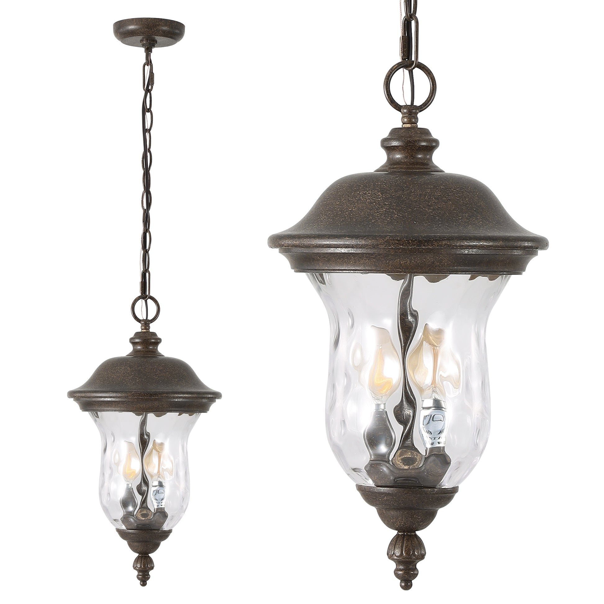 Rustic Bronze Outdoor Hanging Lantern Pendant, 19"H - view 7
