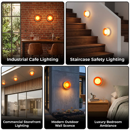 Red Minimalist Round LED Wall Light with Glass Shade - view 5