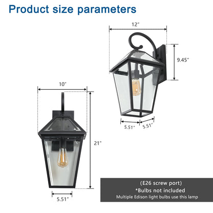 21"H Black Metal Outdoor Wall Lantern with Clear Glass - view 8