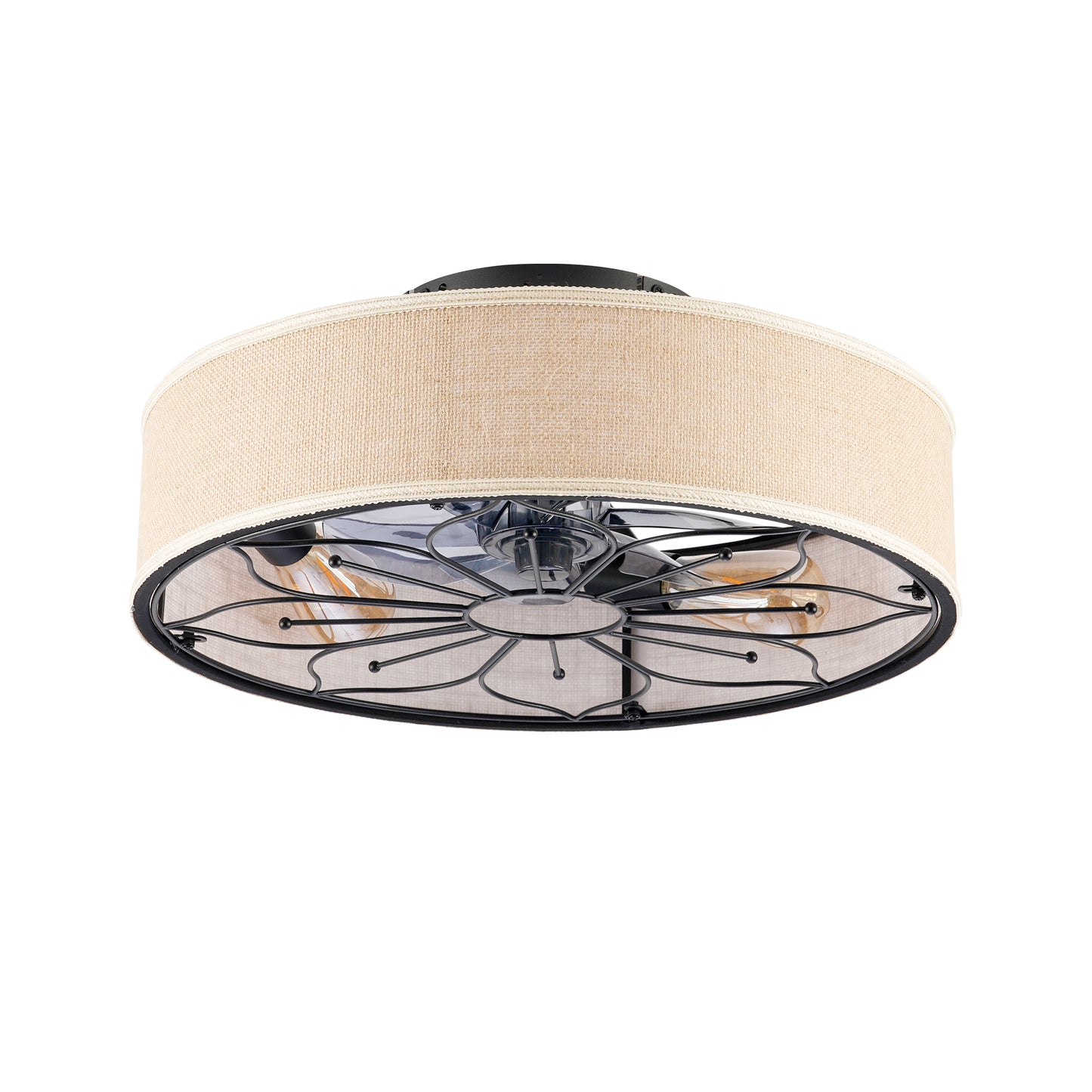 20" Lotus Fabric Farmhouse Bladeless Ceiling Fan with Remote - view 24