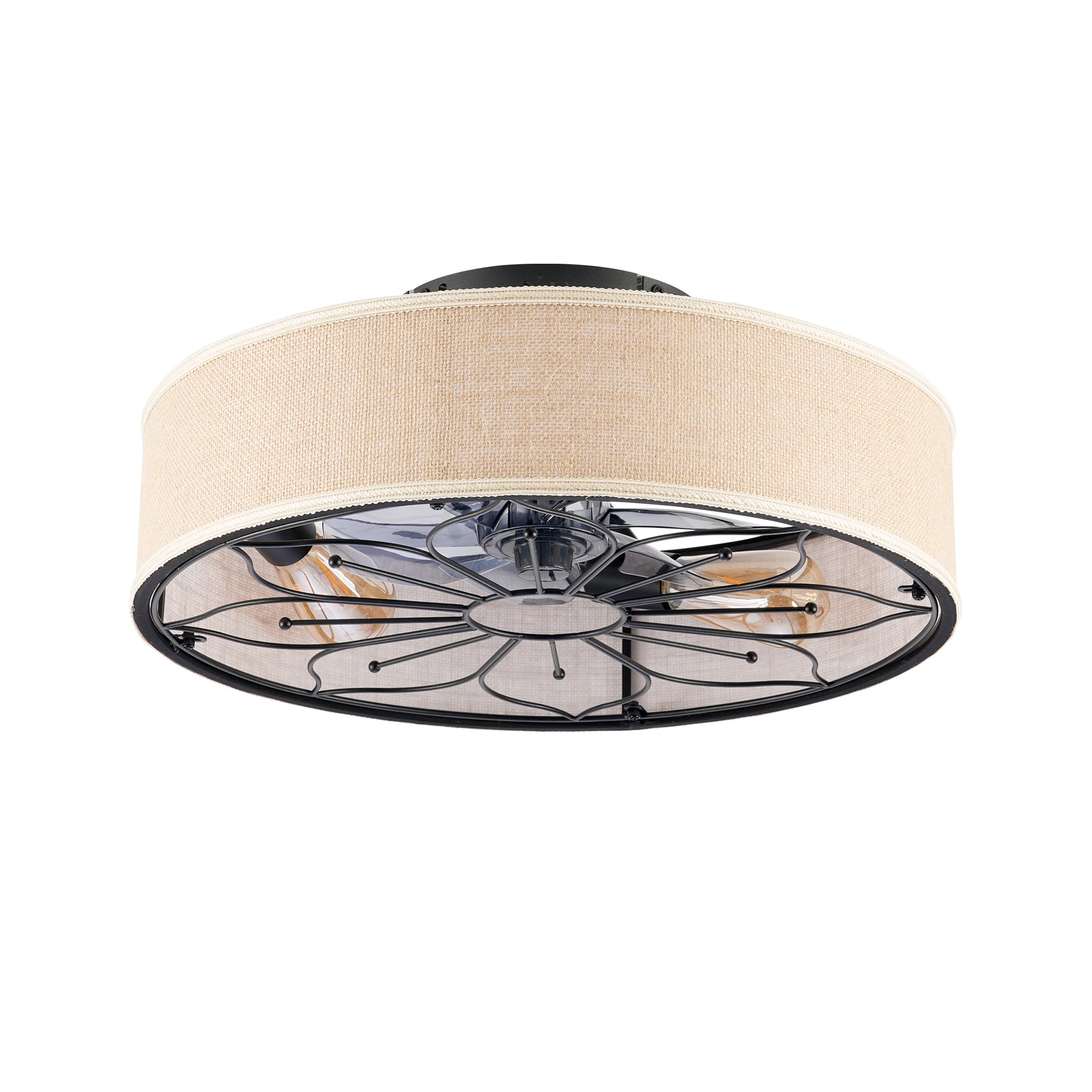 20" Lotus Fabric Farmhouse Bladeless Ceiling Fan with Remote - view 24