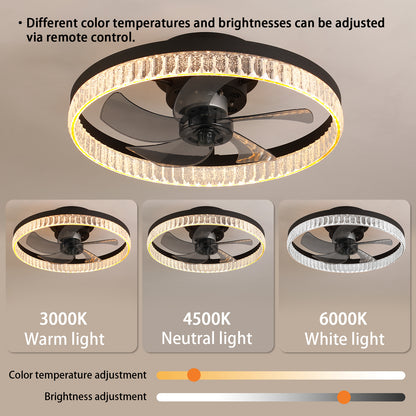 Brown Round Ceiling Fan with Dimmable LED & Remote - view 5