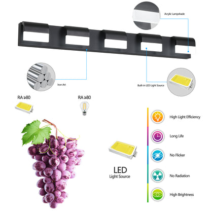 5-Light Modern Black LED Vanity Light - view 5