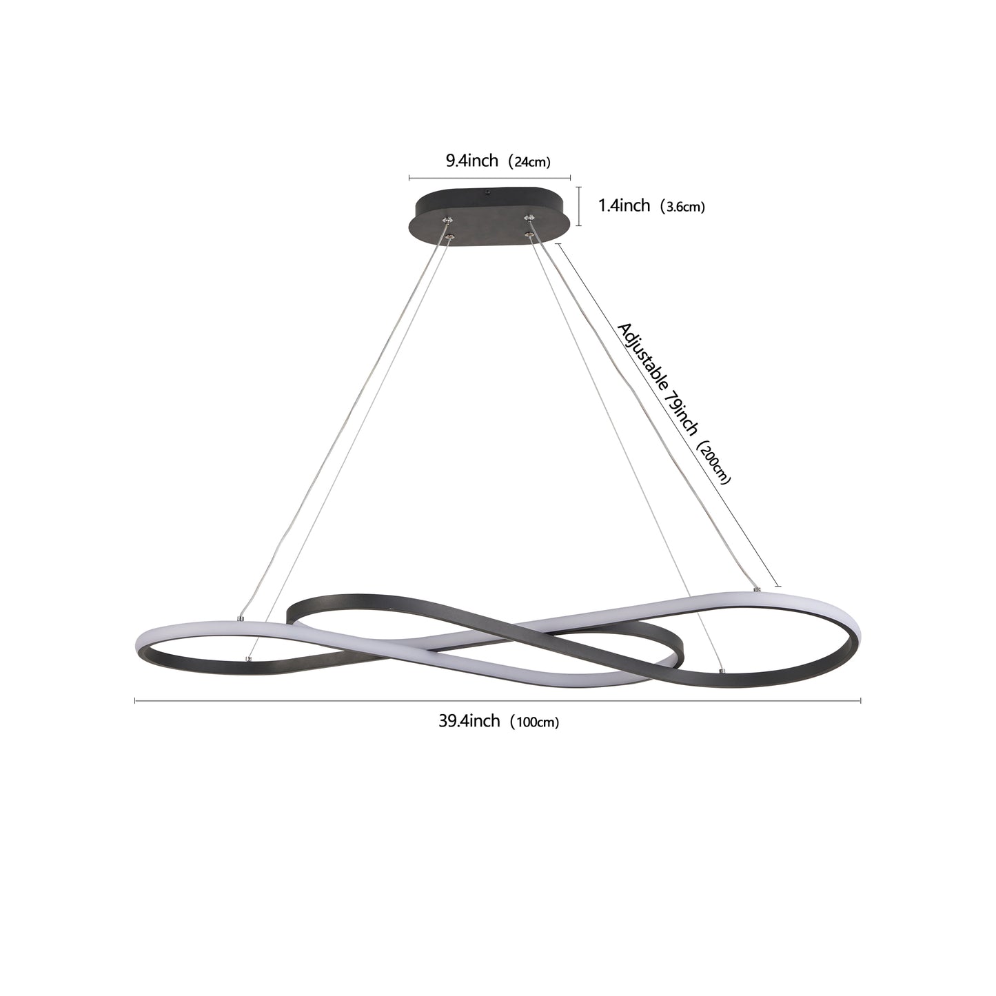 39" Black Infinity LED Pendant Light, Dimmable - view 7
