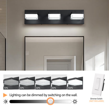 3-Light Matte Black Acrylic LED Vanity Light - view 4