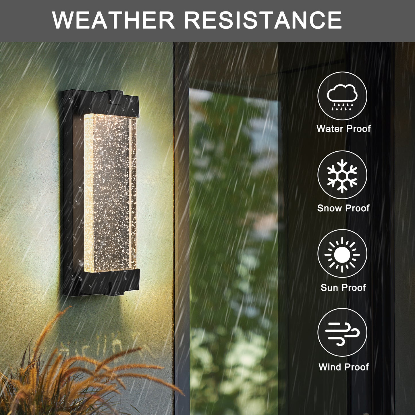 Black Bubble Crystal LED Outdoor Wall Light, 19"H - view 5