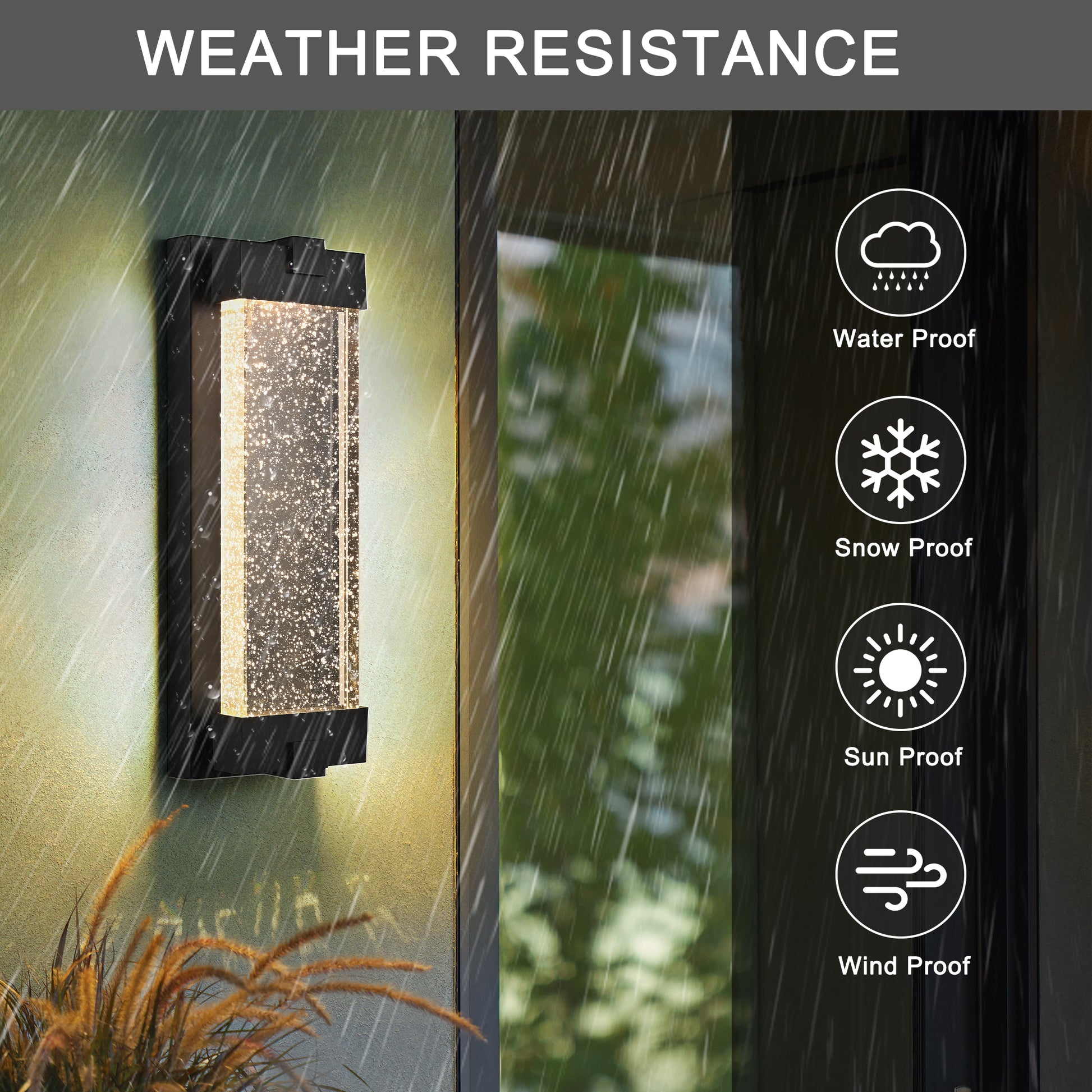 Black Bubble Crystal LED Outdoor Wall Light, 19"H - view 5