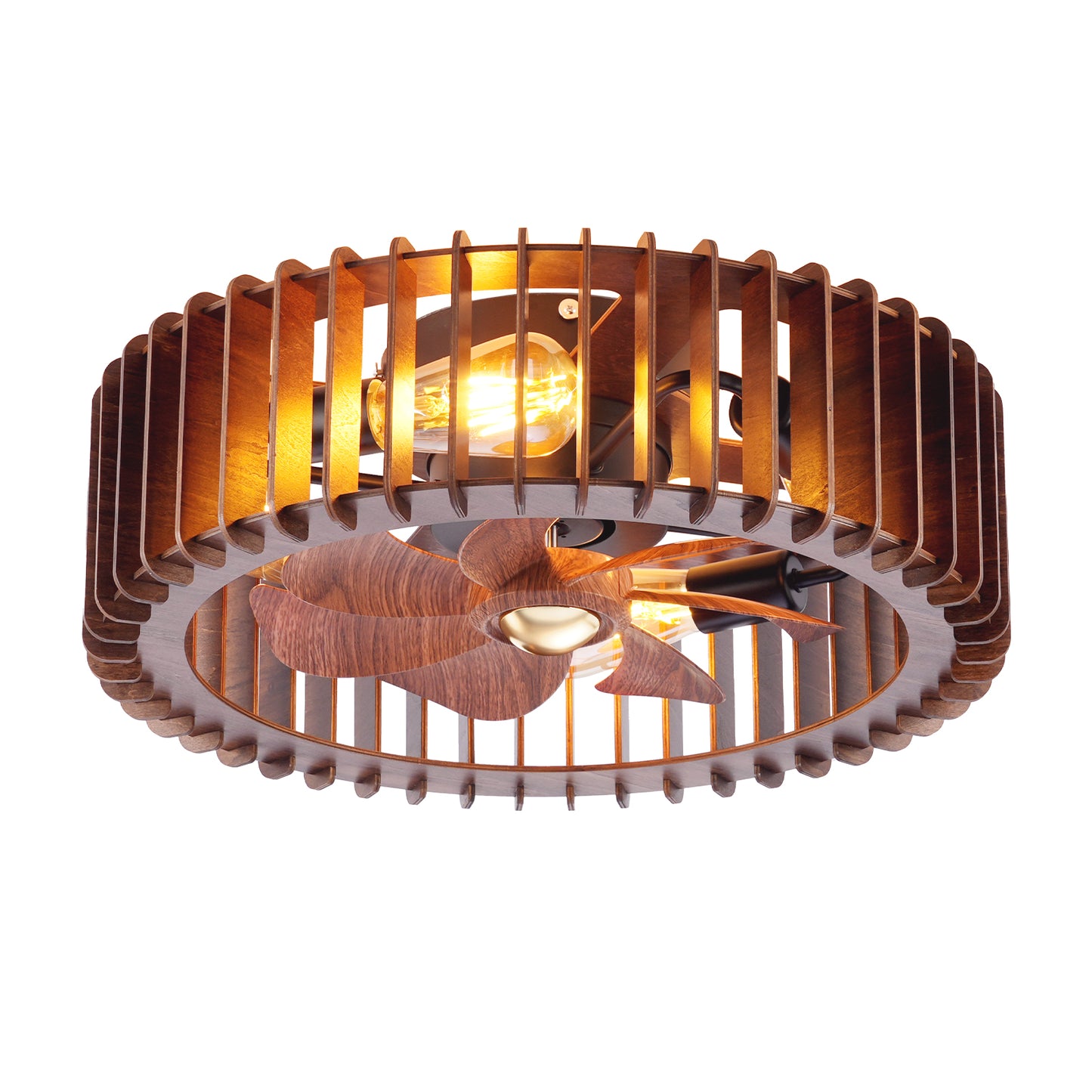 20" Walnut Caged Fandelier Ceiling Fan with Remote - view 8