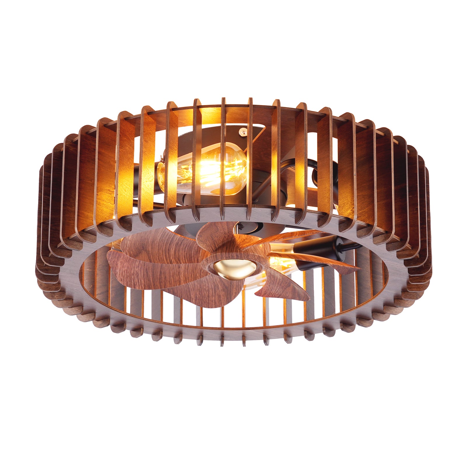 20" Walnut Caged Fandelier Ceiling Fan with Remote - view 8