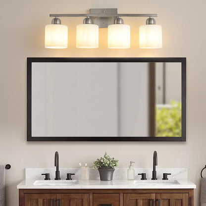 4-Light Brushed Nickel Vanity Wall Light with Frosted Glass