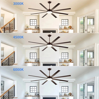 88" Coffee Industrial Ceiling Fan with Light & Remote - view 16