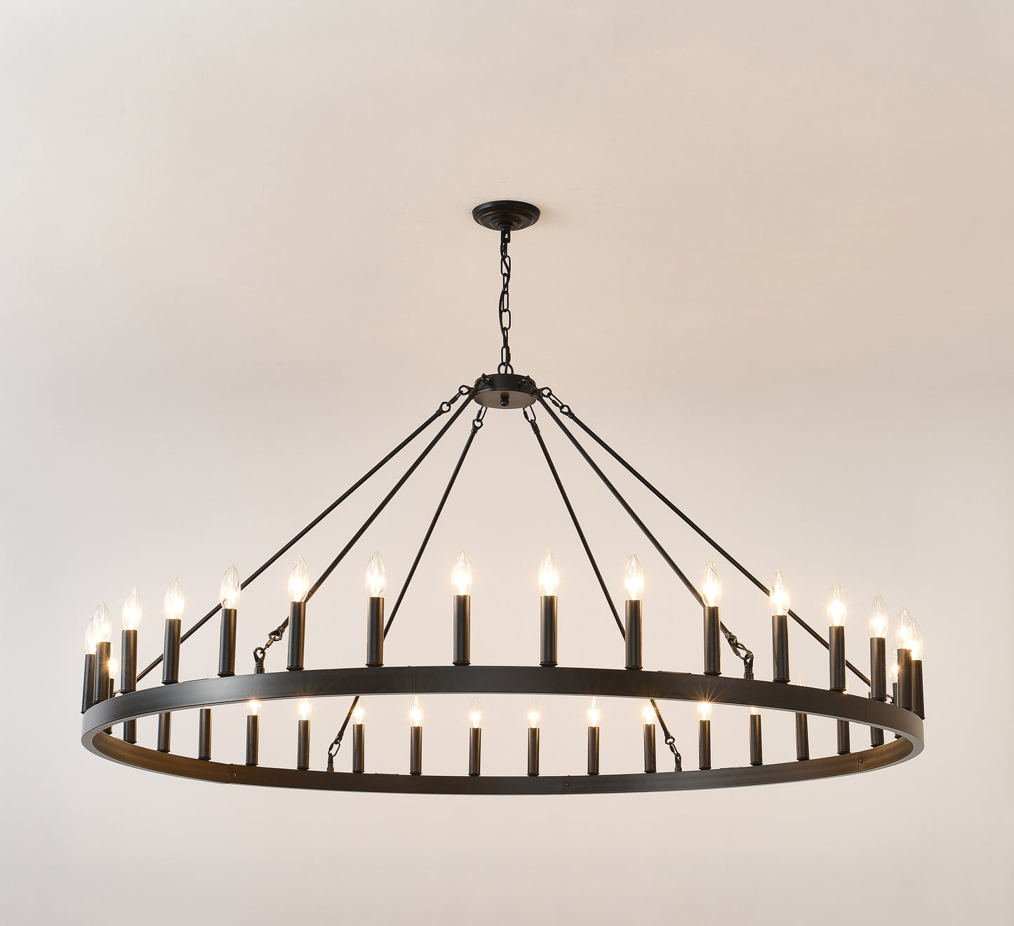 59" Wagon Wheel Farmhouse Chandelier, 36-Light - view 19