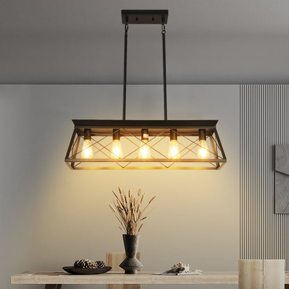 32" 5-Light Black Caged Industrial Chandelier - view 3