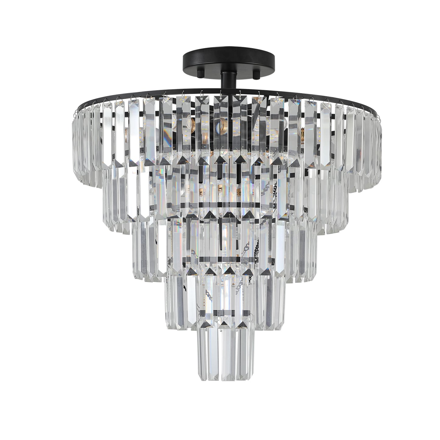 20" Black Crystal Flush Mount Chandelier, 10-Light - view 13