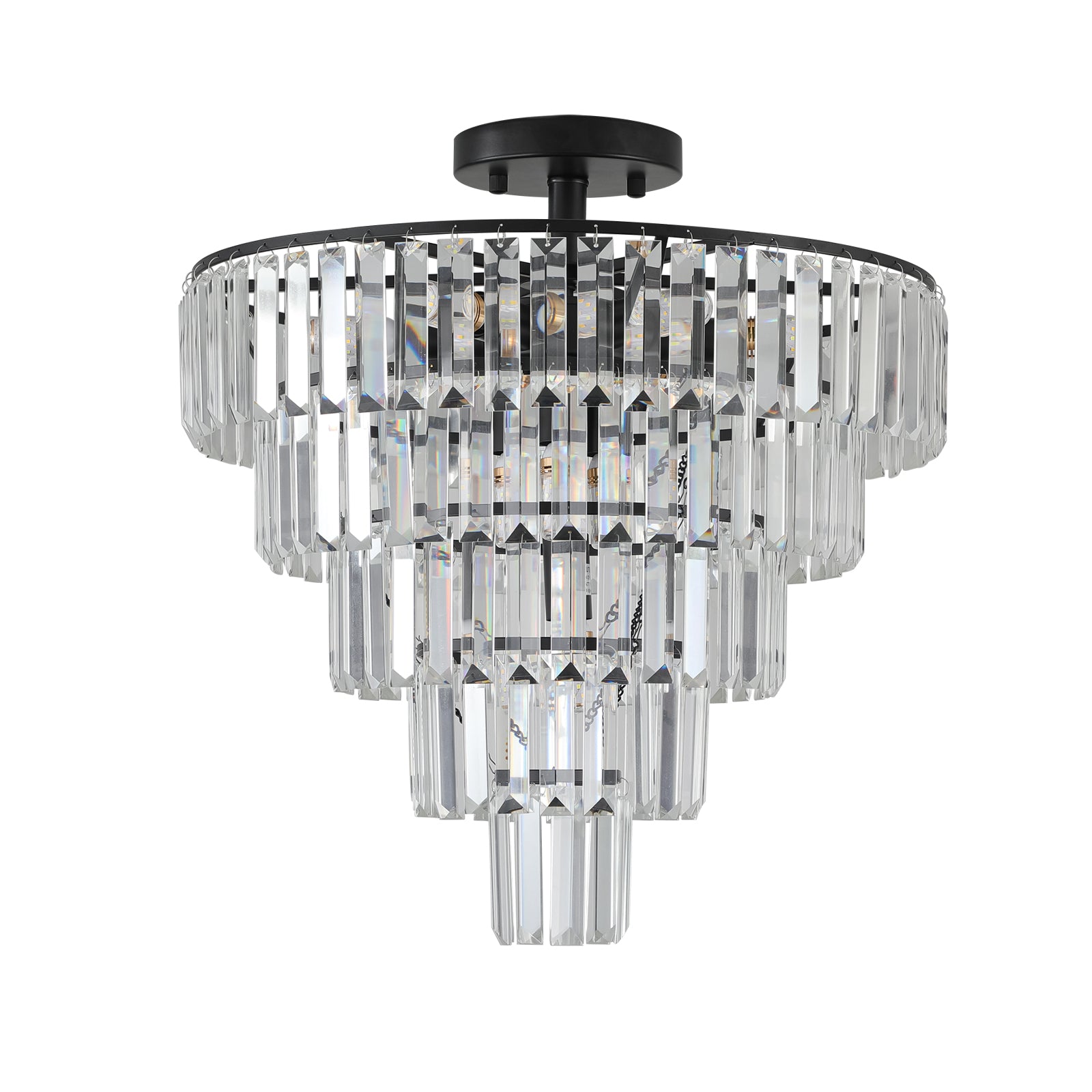 20" Black Crystal Flush Mount Chandelier, 10-Light - view 13