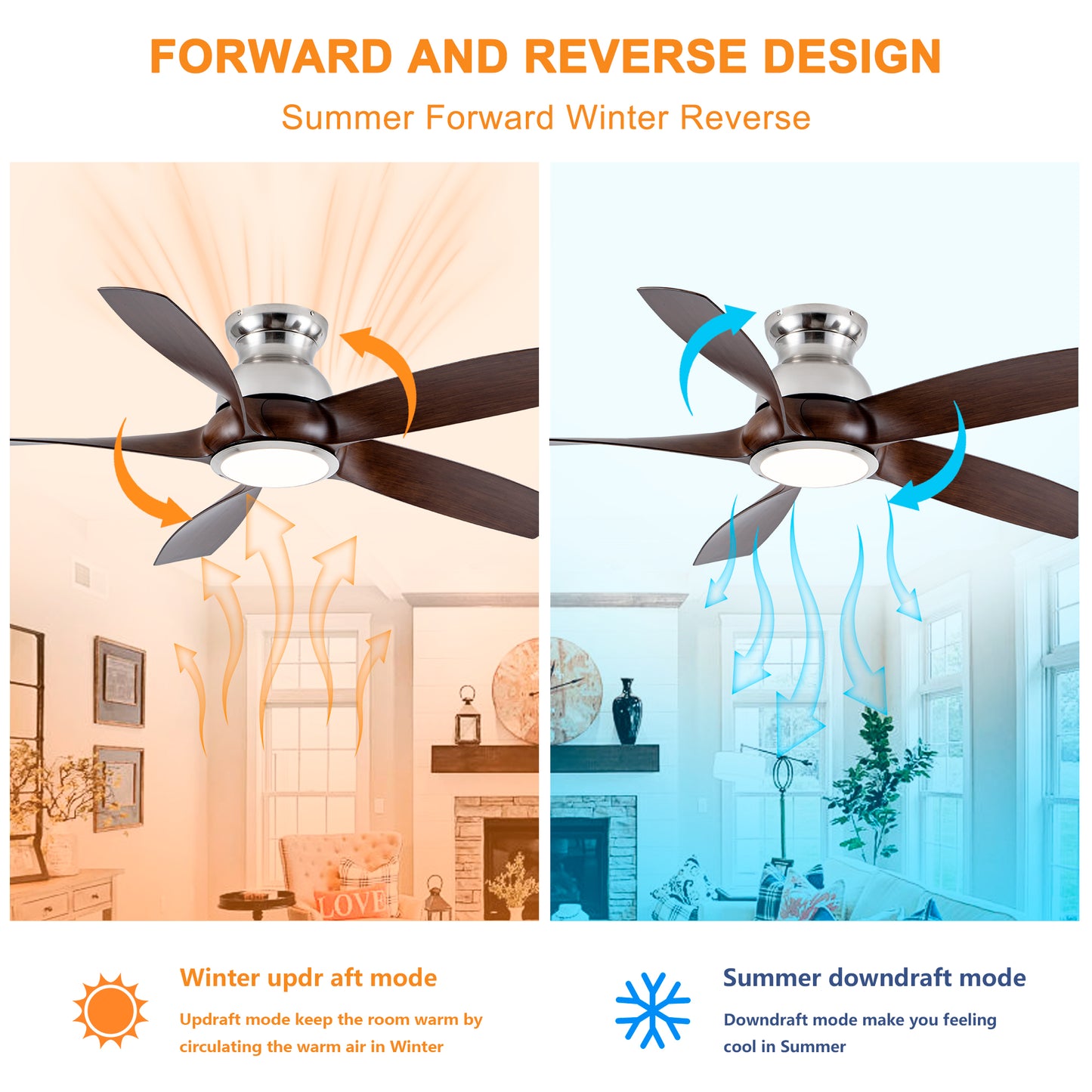 56" Nickel & Wood Ceiling Fan with Remote - view 12