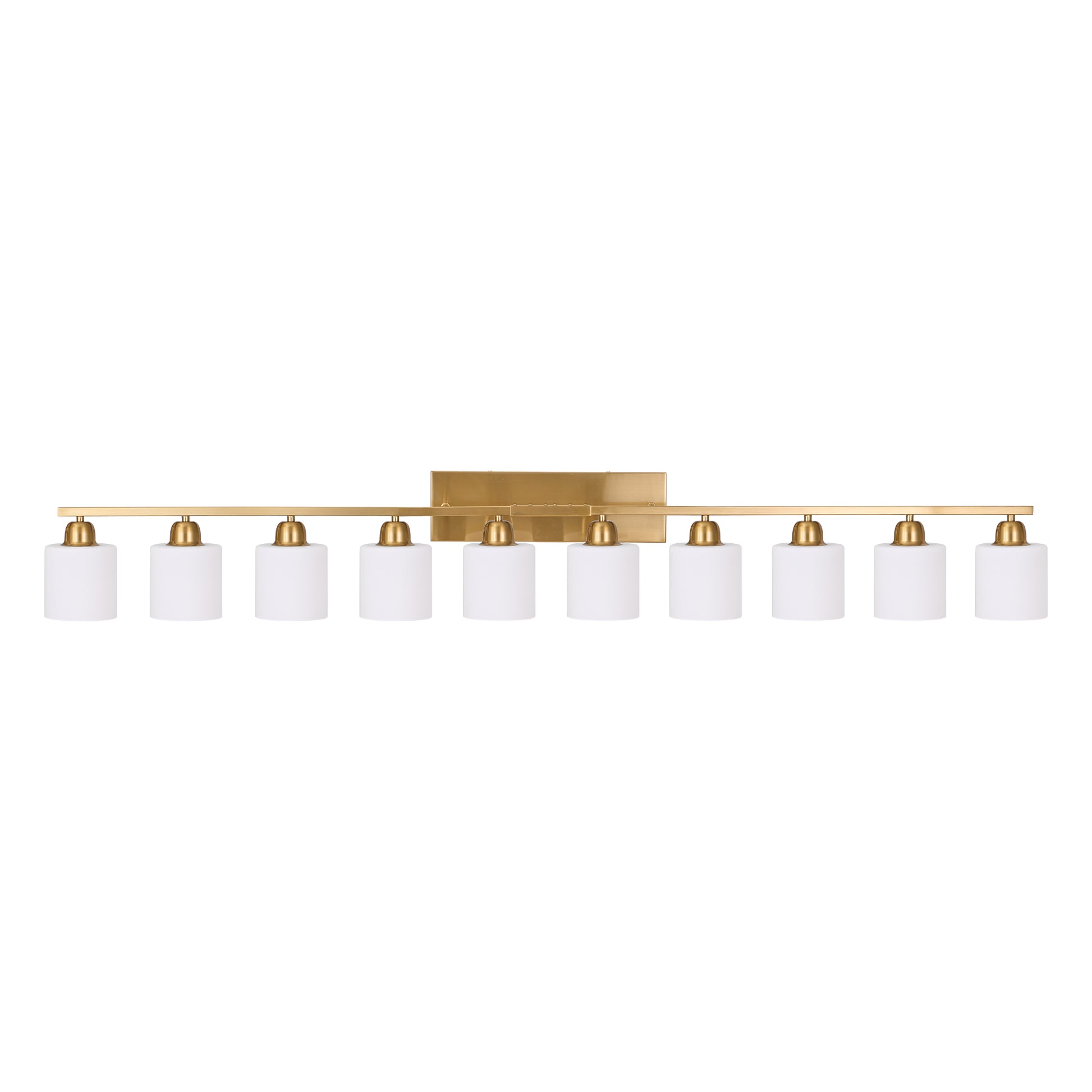 65" Gold Vanity Light with Milky White Glass - view 9