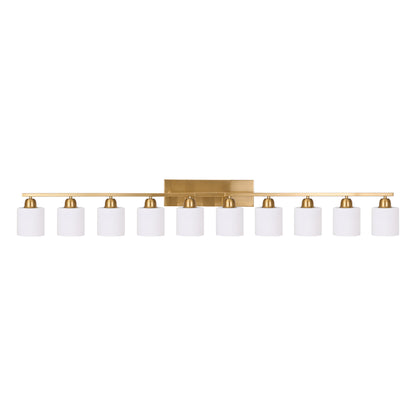 65" Gold Vanity Light with Milky White Glass - view 9