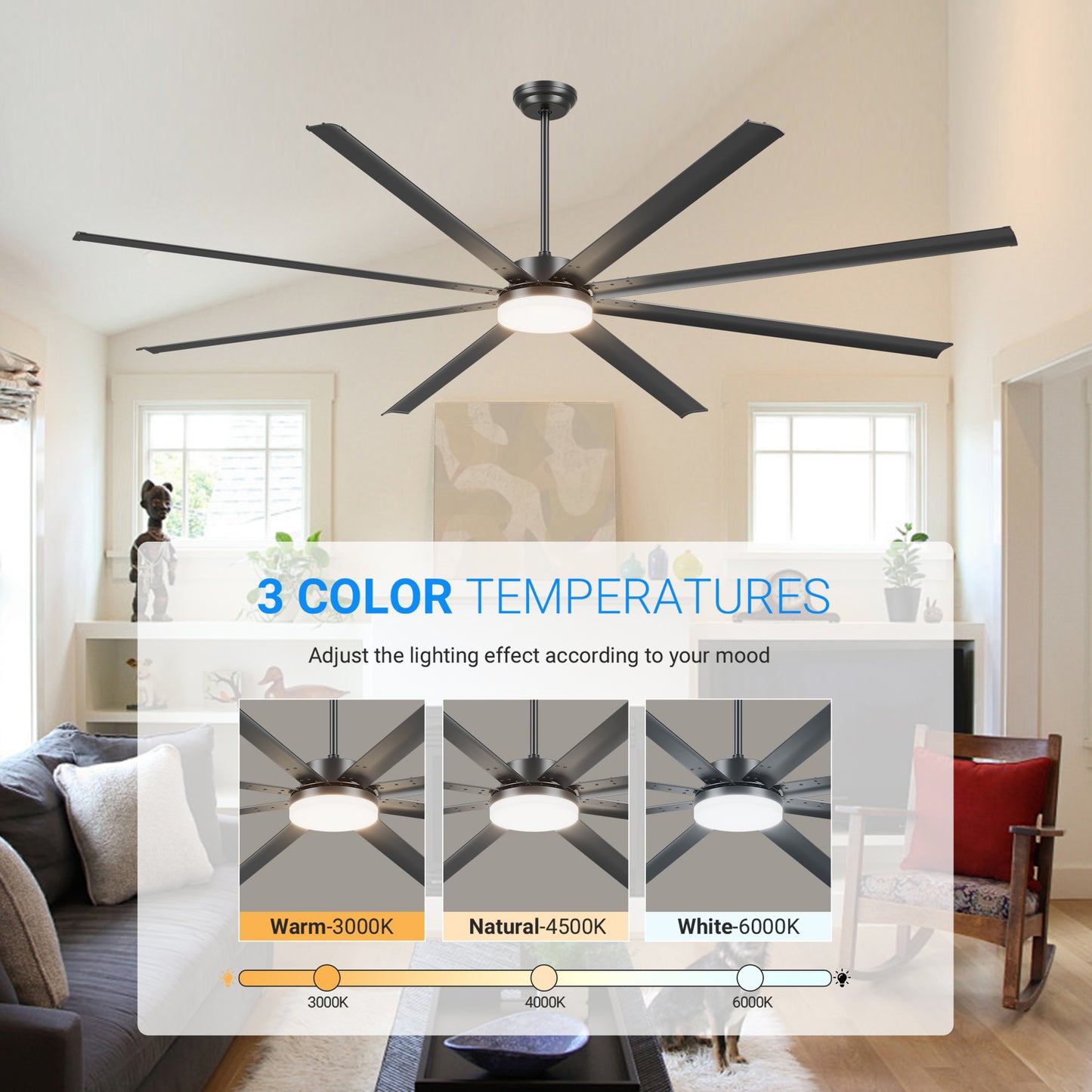 96" Black Industrial Ceiling Fan with Remote - view 17