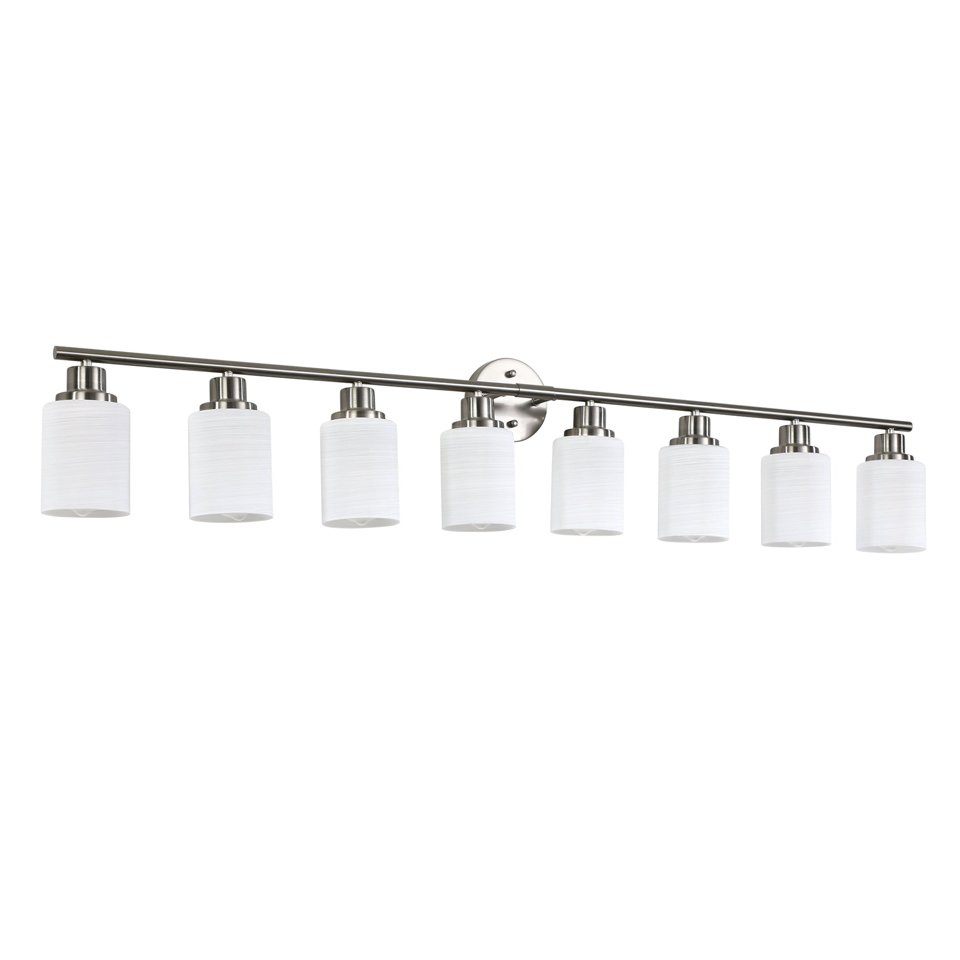 52" 8-Light Brushed Nickel Vanity Light with Frosted Glass - view 9