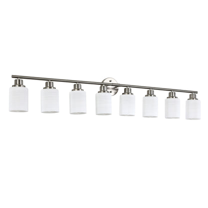 52" 8-Light Brushed Nickel Vanity Light with Frosted Glass - view 9