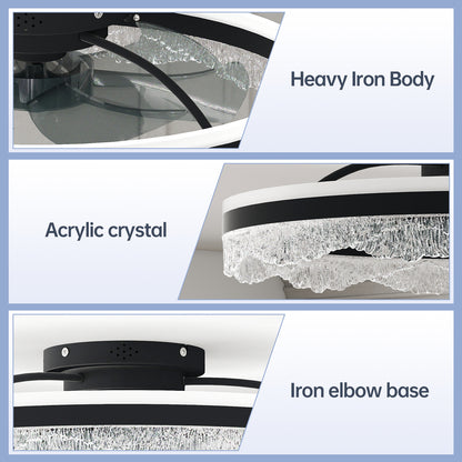 24" Black Crystal Flush Mount Ceiling Fan with LED - view 7