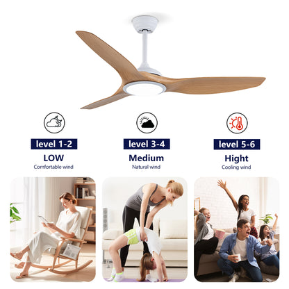 52" Matte White & Natural Wood Ceiling Fan with Remote - view 11