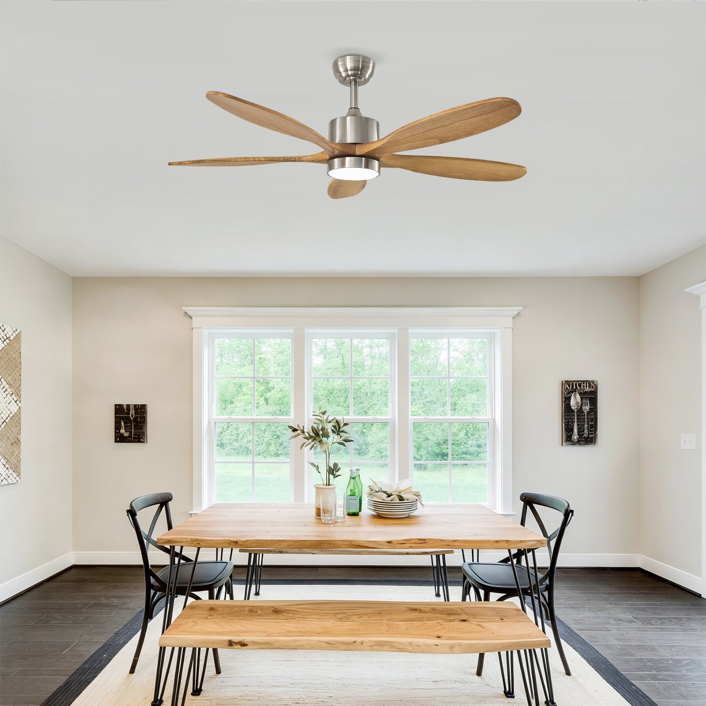 52" Nickel Reversible Ceiling Fan with Light - view 4