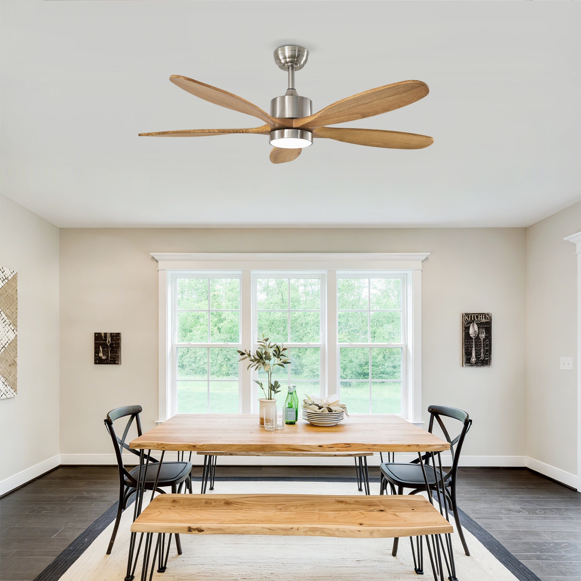 52" Nickel Reversible Ceiling Fan with Light - view 4