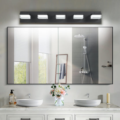 5-Light Modern Black LED Vanity Light