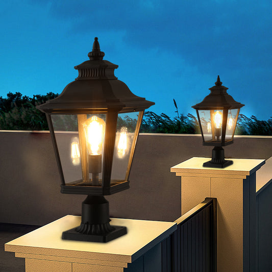 21"H Black Outdoor Post Lantern Light, Set of 2