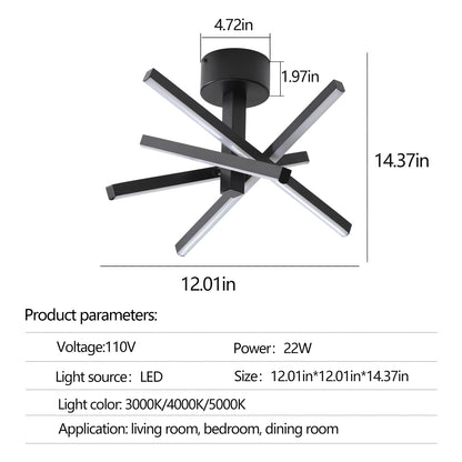 12" Black Starburst LED Flush Mount Ceiling Light - view 10
