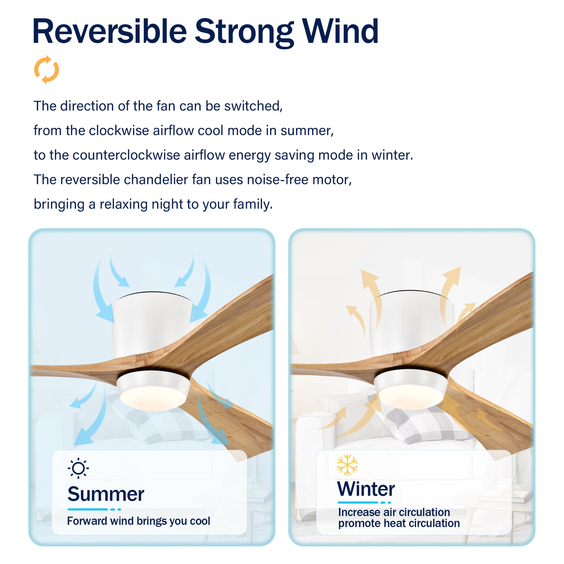 52" Matte White & Natural Wood Ceiling Fan with Remote - view 10