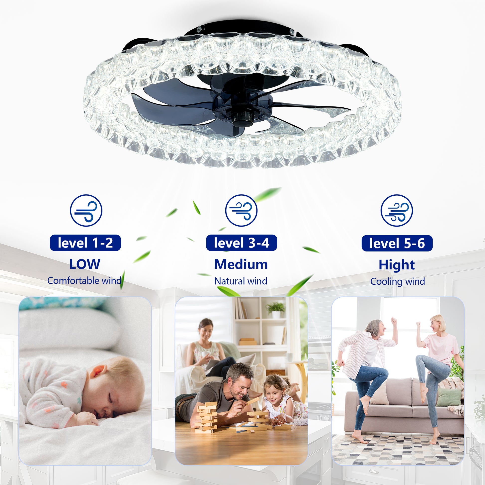 Matte Black Galaxy Ceiling Fan with Dimmable LED - view 14