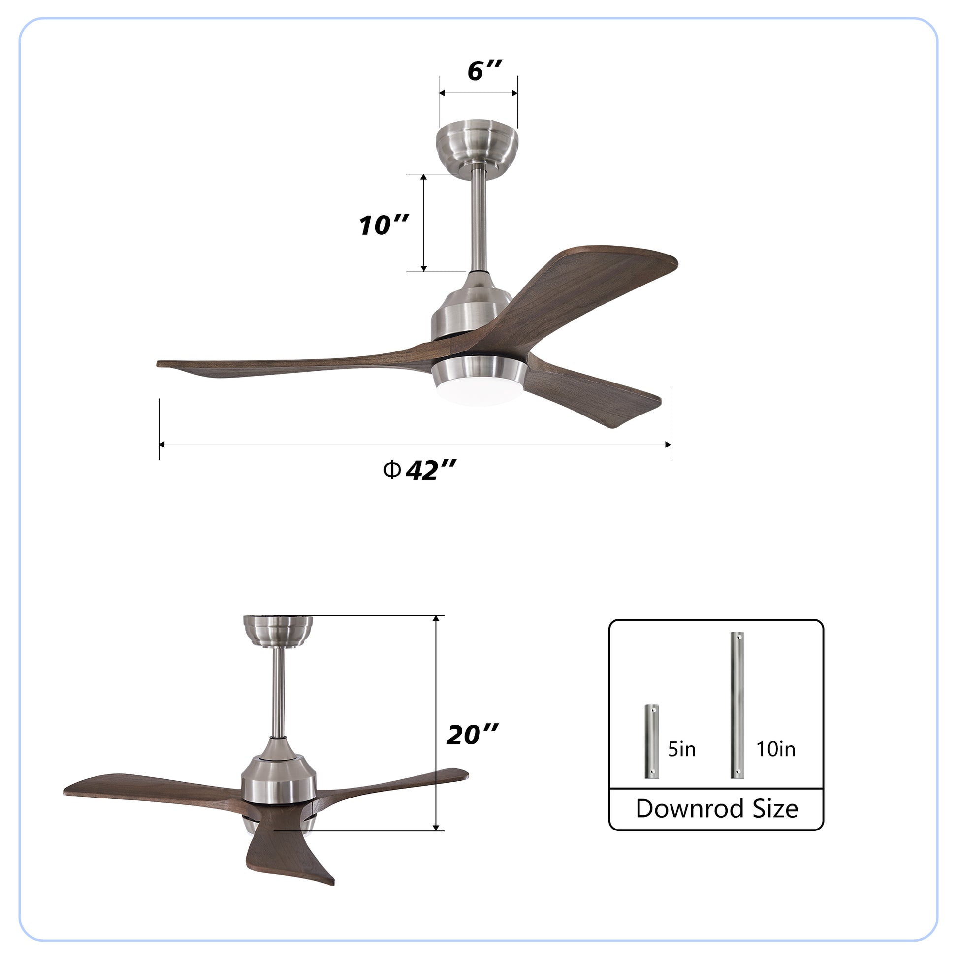 42" Nickel Solid Wood Ceiling Fan with Remote - view 7