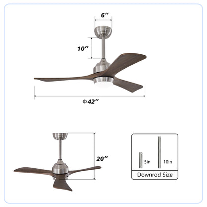 42" Nickel Solid Wood Ceiling Fan with Remote - view 7